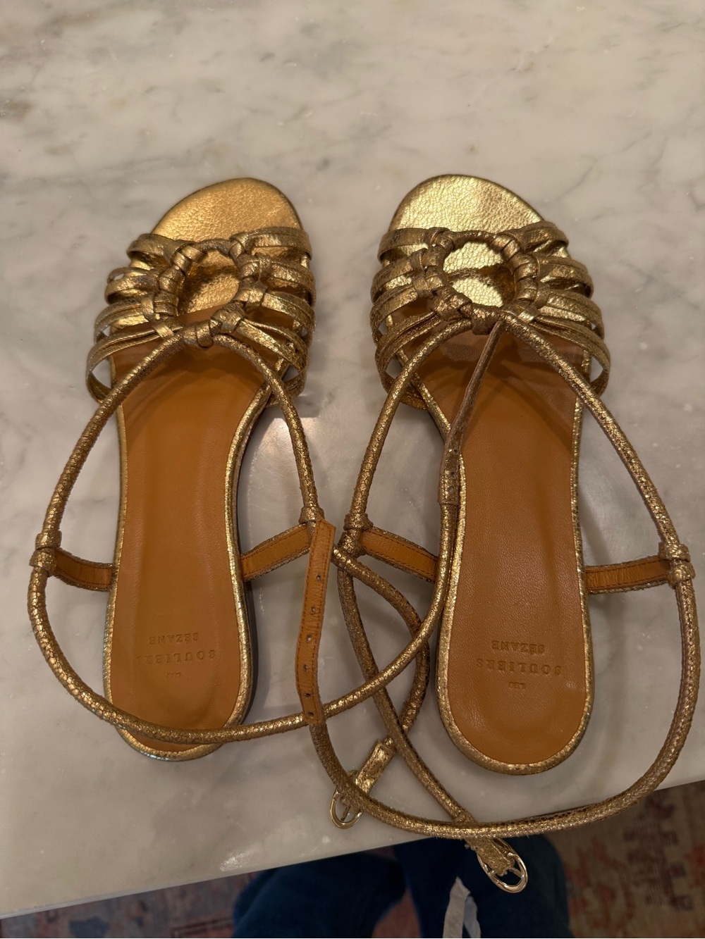Sesame Gloria Low Sandals — Gold, size US 7, Fr 38 - Picture 4 of 6